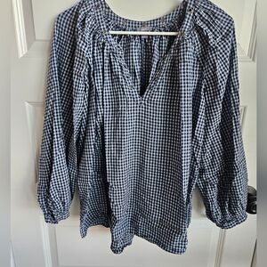 Aerie Gingham Pullover Popover Peasant Boho Blouse